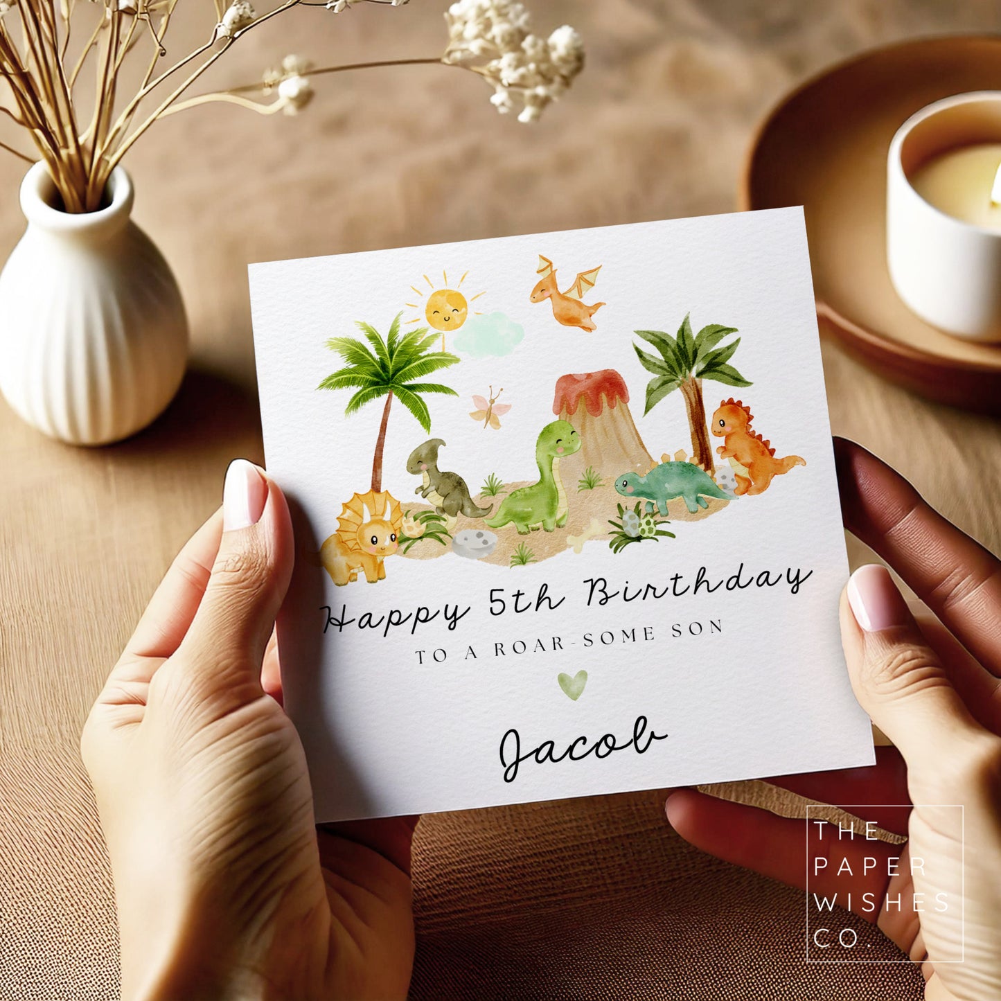 Personalised Dinosaur Birthday Card – Roarsome Volcano Birthday Card