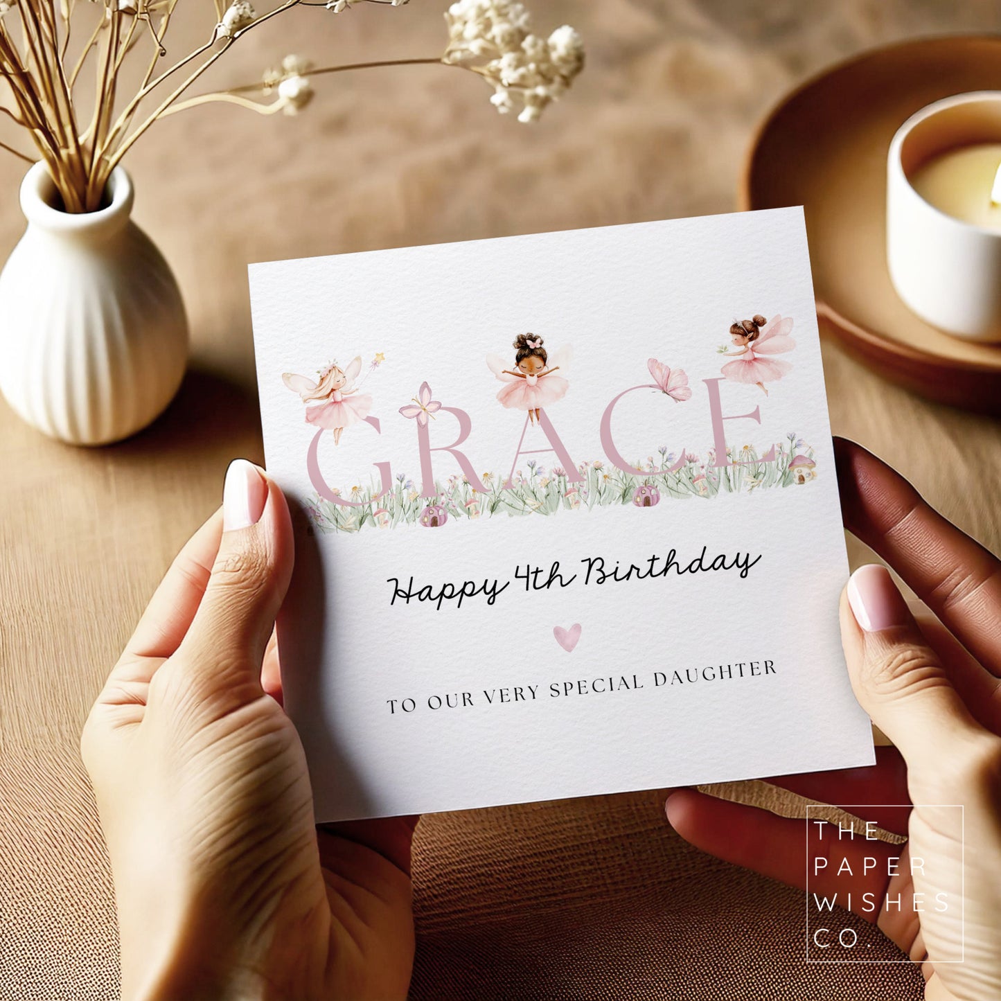 Personalised Fairy Birthday Card - Magical Custom Name Card