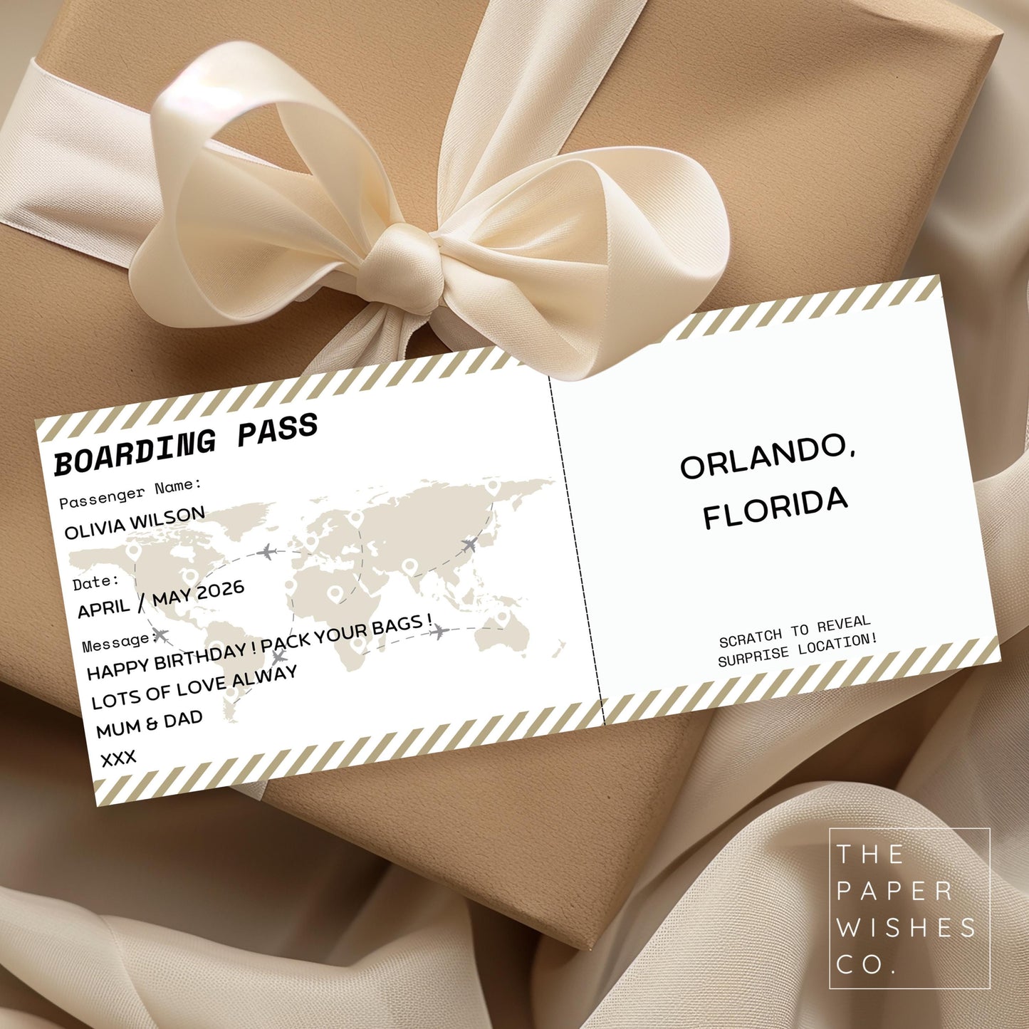 Personalised Holiday Boarding Pass, Scratch to Reveal Surprise Trip, Christmas Gift, Destination Reveal Card, Birthday or Travel Present