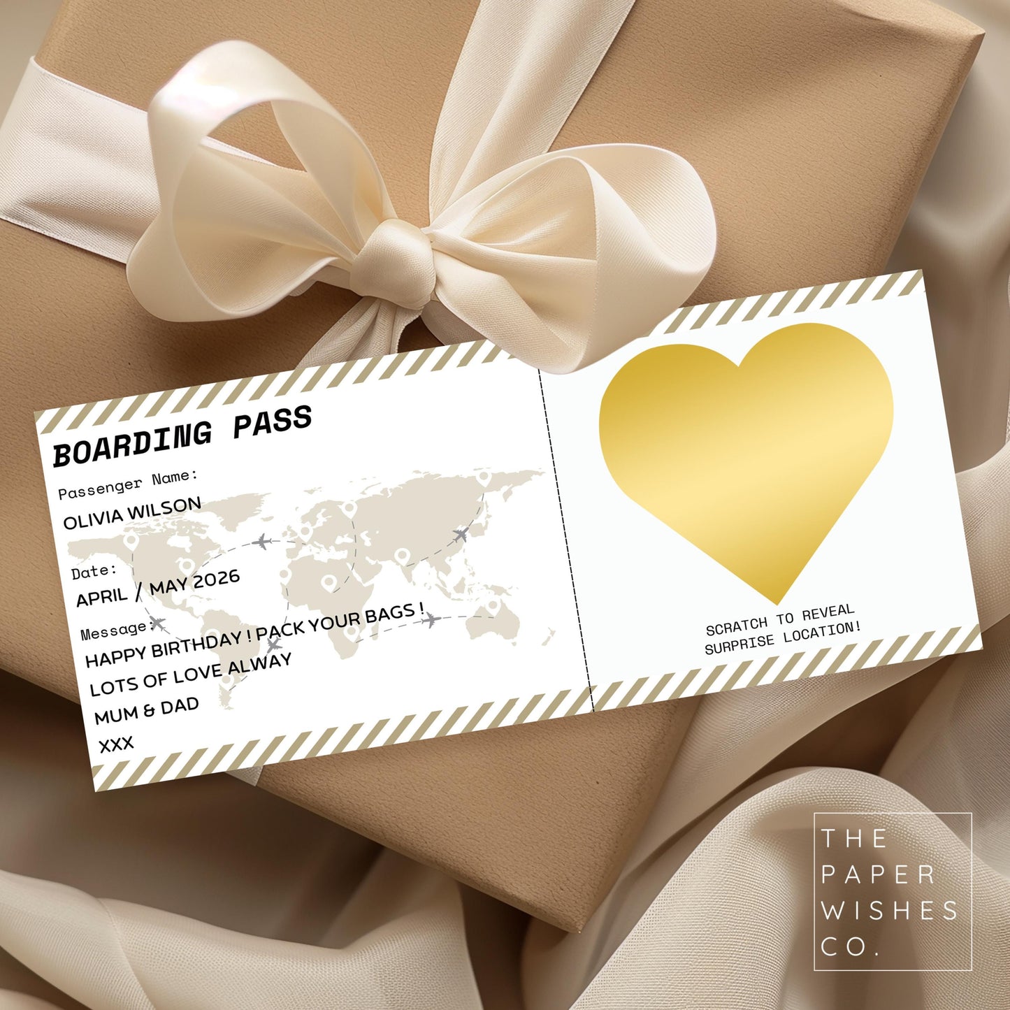 Personalised Holiday Boarding Pass, Scratch to Reveal Surprise Trip, Christmas Gift, Destination Reveal Card, Birthday or Travel Present