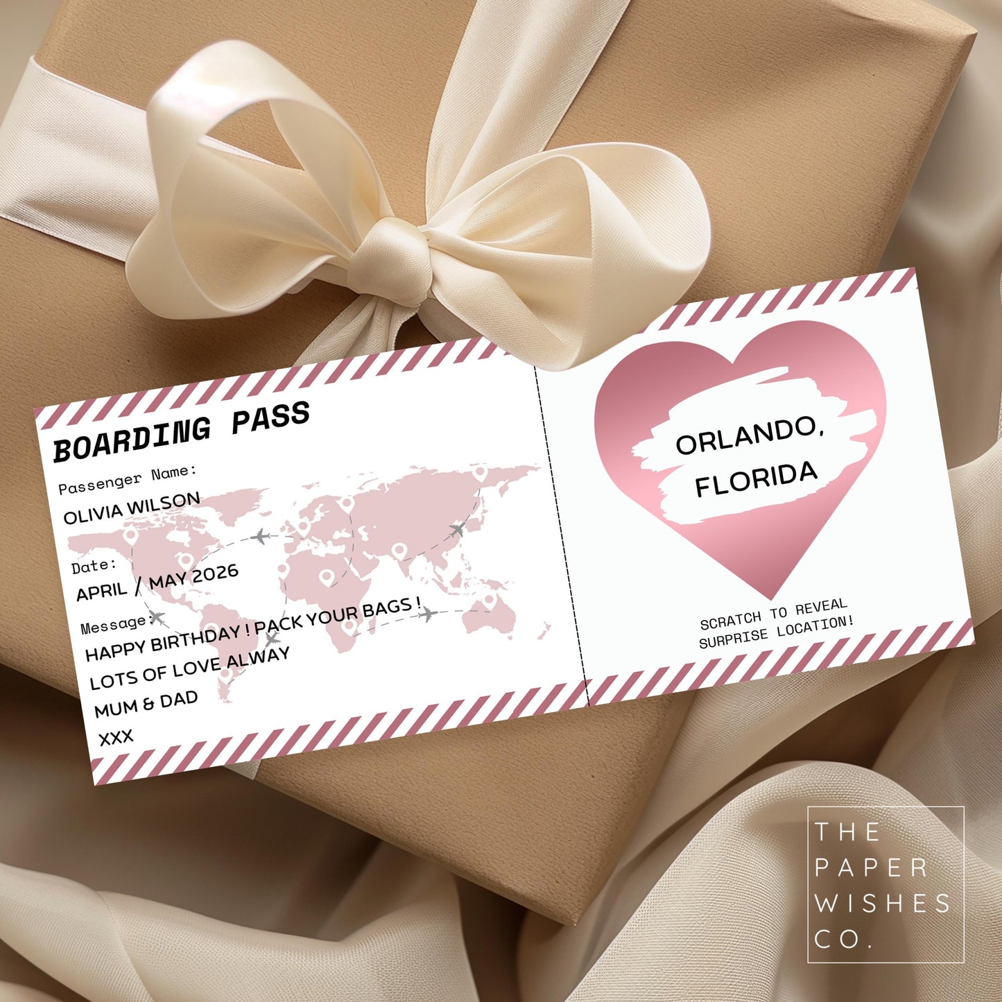 Personalised Holiday Boarding Pass, Scratch to Reveal Surprise Trip, Christmas Gift, Destination Reveal Card, Birthday or Travel Present