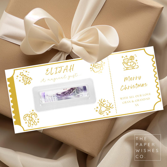 Personalised Christmas Money Holder Card | Magical Gift Cash Wallet | Includes Self-Adhesive Holder | Unique Christmas Card Kids & Adults