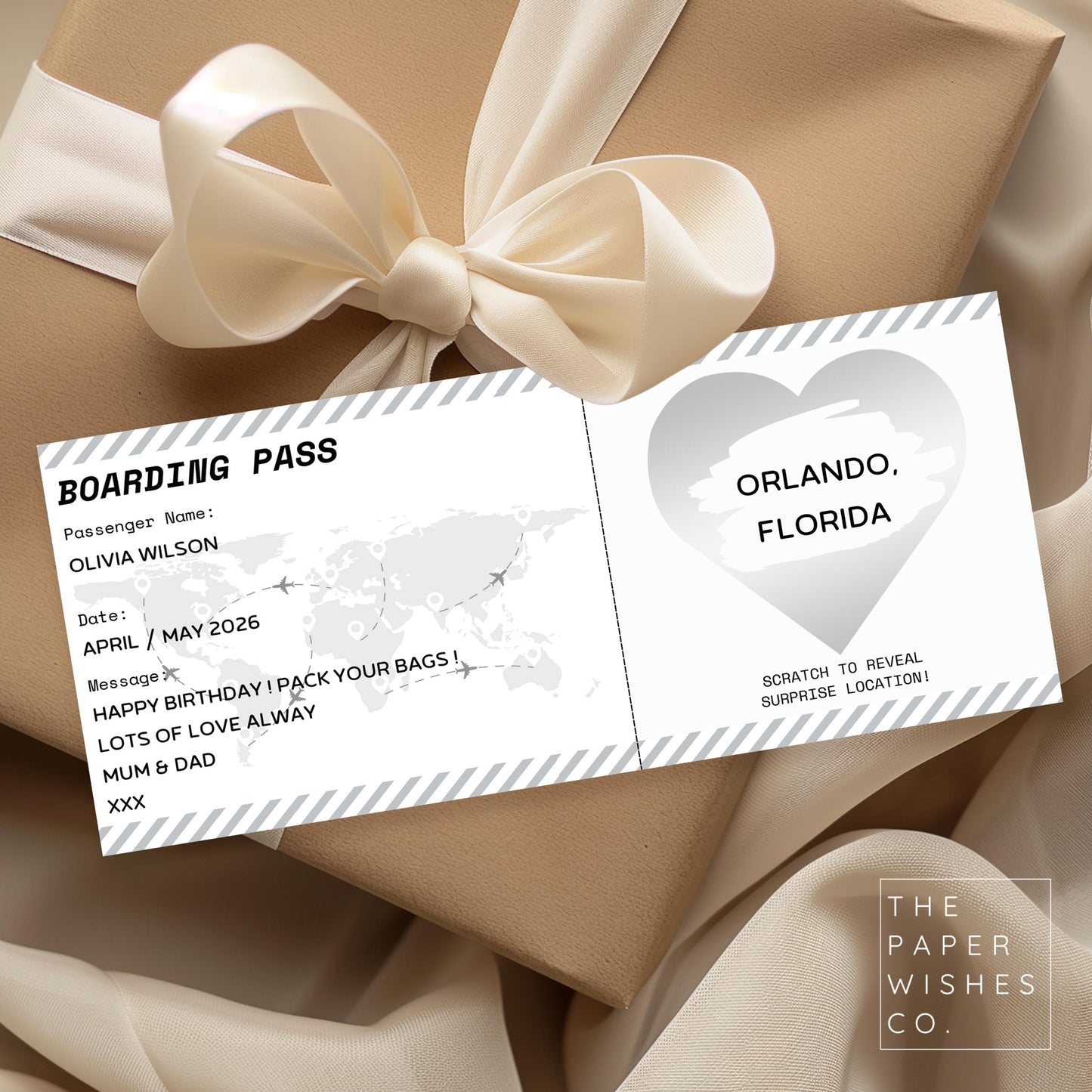 Personalised Holiday Boarding Pass, Scratch to Reveal Surprise Trip, Christmas Gift, Destination Reveal Card, Birthday or Travel Present