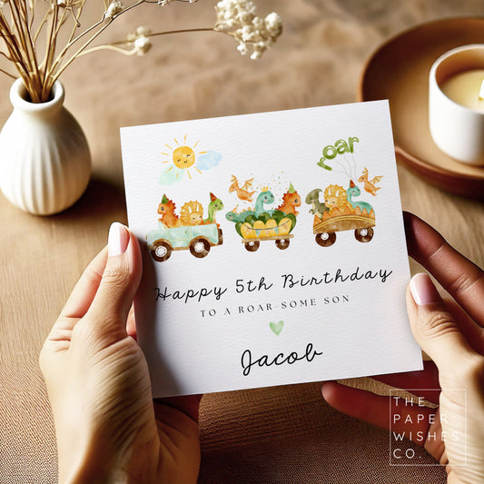 Personalised Dinosaur Train Birthday Card – Roarsome Party Card for Any Age