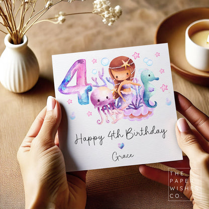 Personalised Any Age Mermaid Birthday Card - A Magical Underwater Adventure