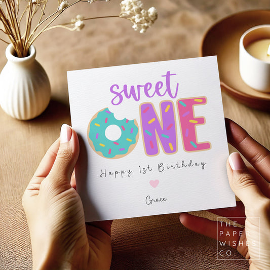 Sweet One Personalised 1st Birthday Card – Doughnut Theme