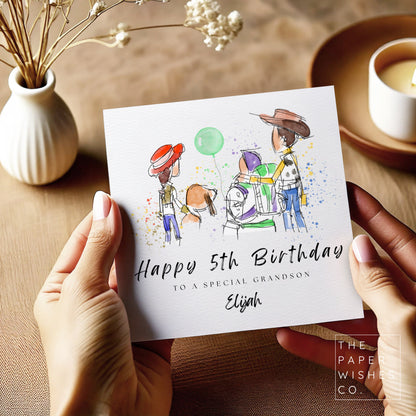 Personalised Toy Story-Inspired Birthday Card – Cowboy & Space Friend Card for Kids