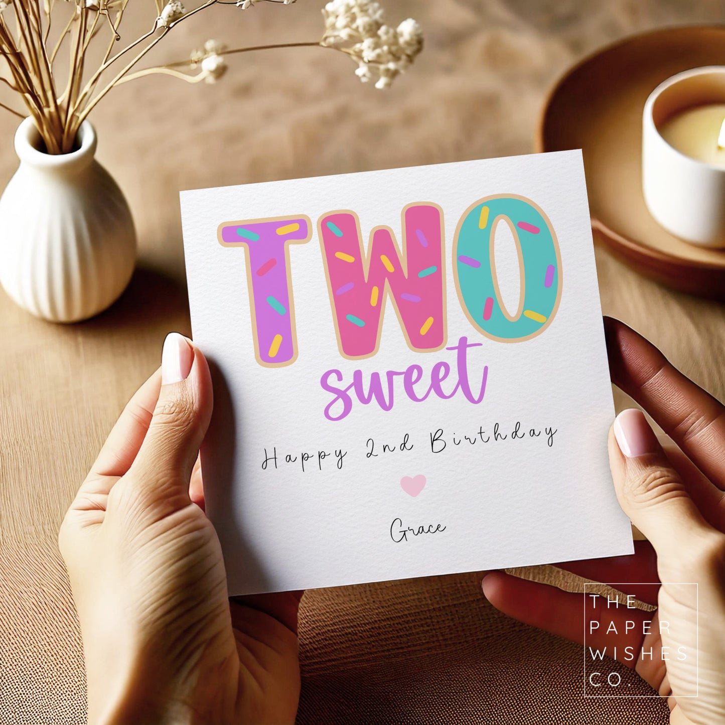 Personalised Two Sweet 2nd Birthday Card – Cute Toddler Birthday Keepsake