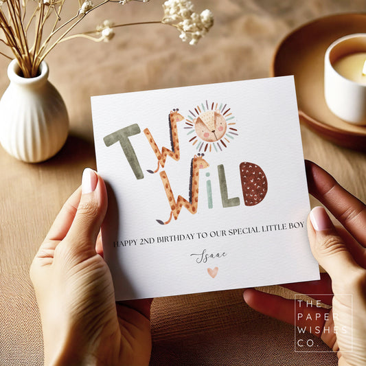 Personalised Two Wild 2nd Birthday Card - Safari Animal Theme