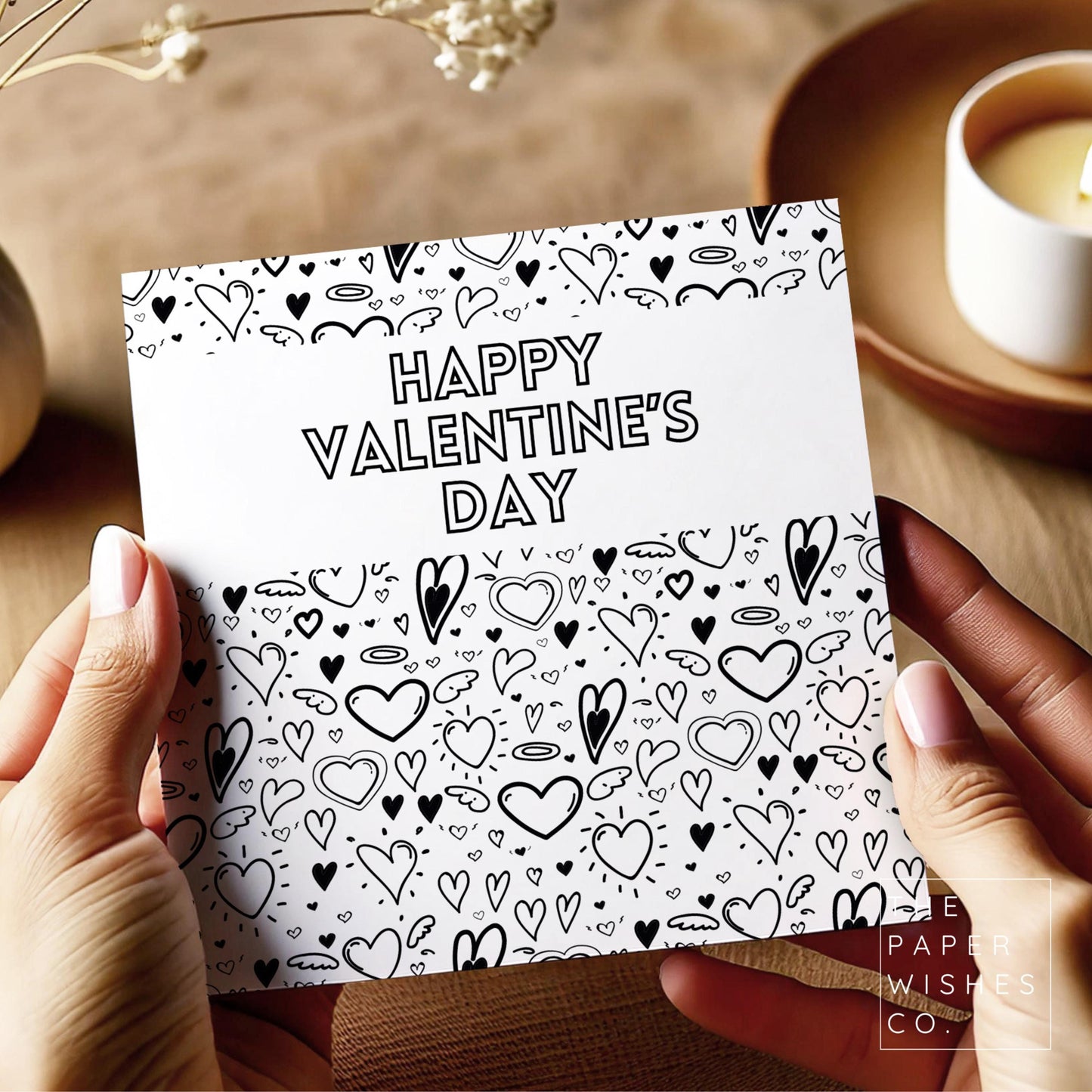 Happy Valentine’s Day Colour-In Card – DIY Personalised Love Card – Fun Colouring Activity for Kids, Partners, or Family