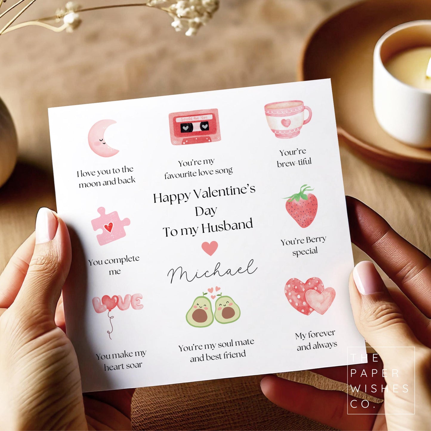 Personalised Valentine’s Day Card – Custom Name – Romantic Card for Wife, Husband, Girlfriend, Boyfriend, Partner