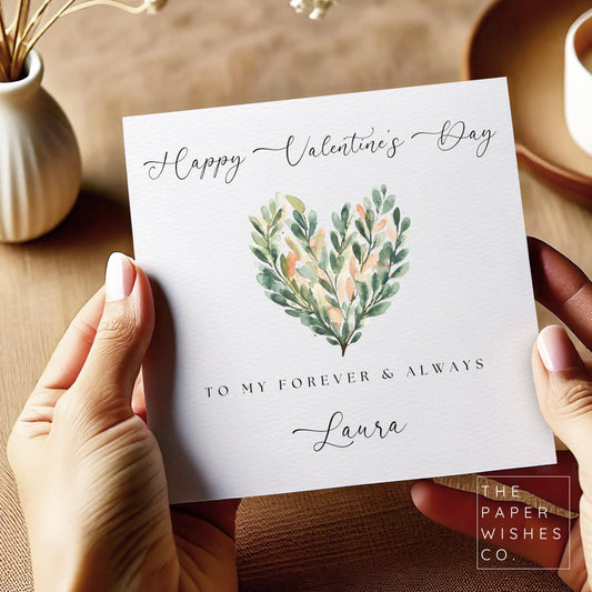 Personalised Valentine’s Day Card - Elegant Floral Design for Your Forever Love