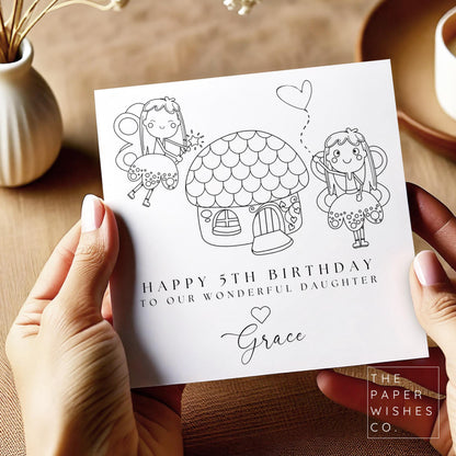 Personalised Fairy Colour-In Birthday Card for Kids - Fun and Creative Gift