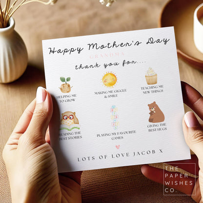Personalised Mother’s Day Card - Thank You Card for Mum, Grandma or Nan