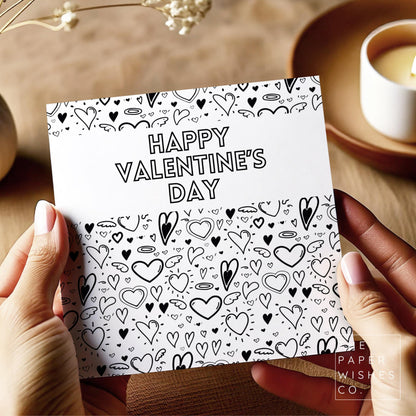 Happy Valentine’s Day Colour-In Card – DIY Personalised Love Card – Fun Colouring Activity for Kids, Partners, or Family