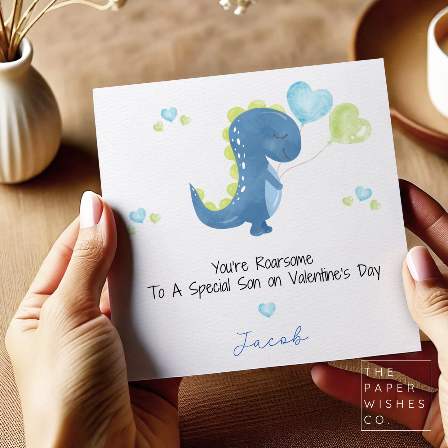 Personalised Dinosaur Valentine’s Day Card - Dinosaur Design for Son