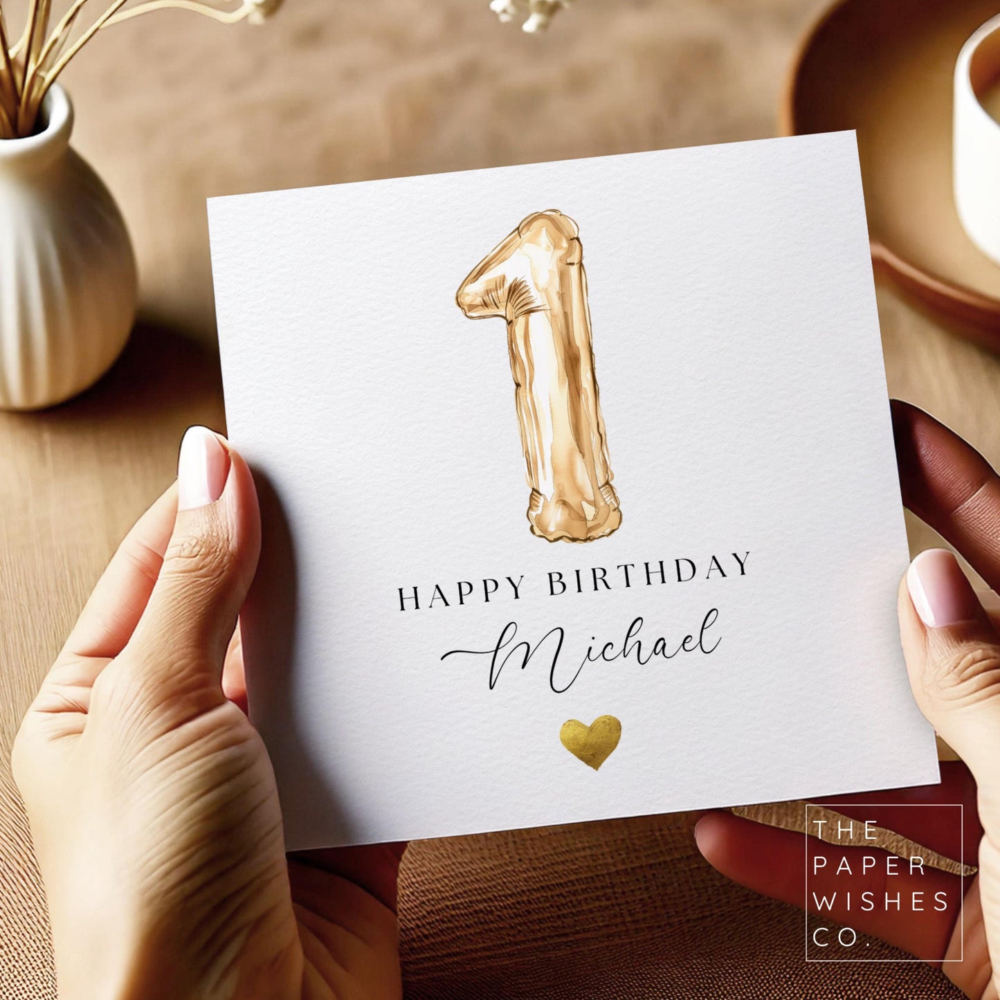 Personalised Any Age Gold Foil Balloon Birthday Card - Celebrate Their Birthday in Style