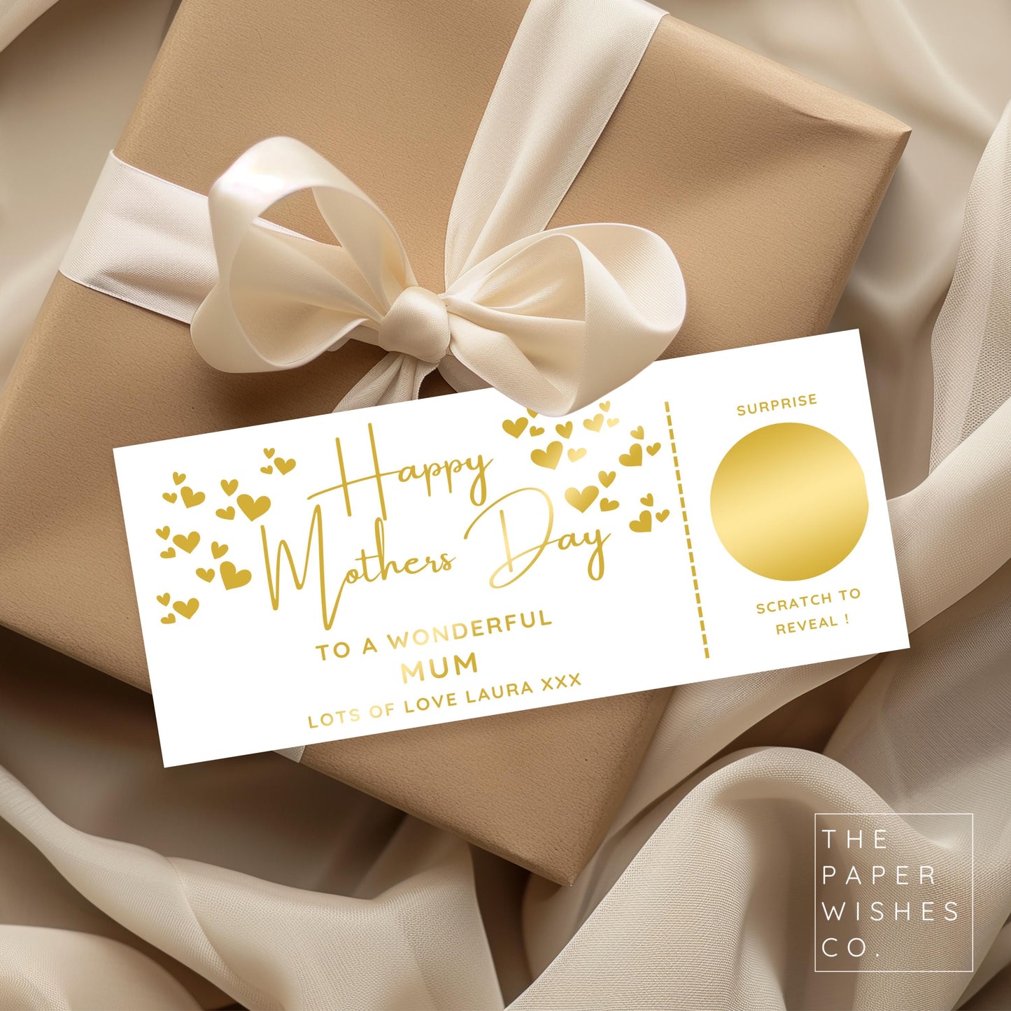 Personalised Mother&#39;s Day Scratch Card - Custom Surprise Reveal Gift for Mum, Mother, Gran, Grandma, Wife, Partner or Loved One