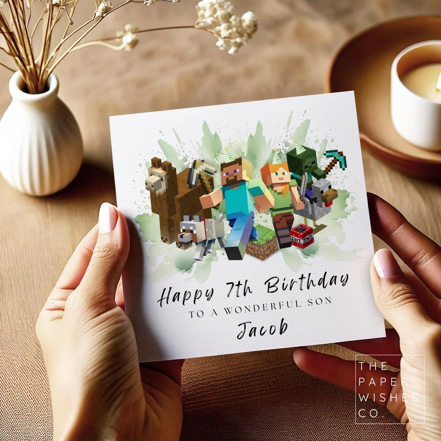 Personalised Pixel Gamer Birthday Card – Any Age & Name – Gamer Kids Card