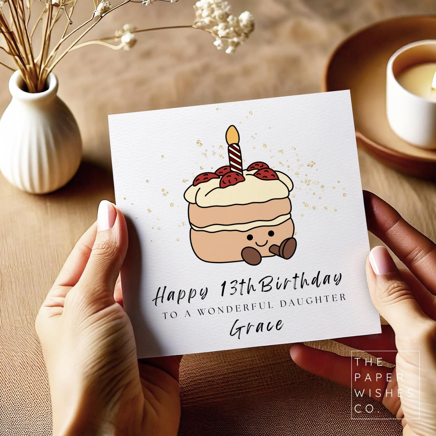 Personalised Cute Jelly Cake Birthday Card – Personalised Birthday Card – Kawaii Cake Design