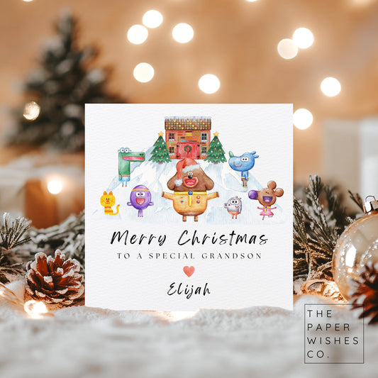 Personalised Hey Duggee Christmas Card -  Cute Animal Friends Christmas Card - Custom Name Xmas Card for Kids