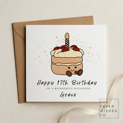 Personalised Cute Jelly Cake Birthday Card – Personalised Birthday Card – Kawaii Cake Design