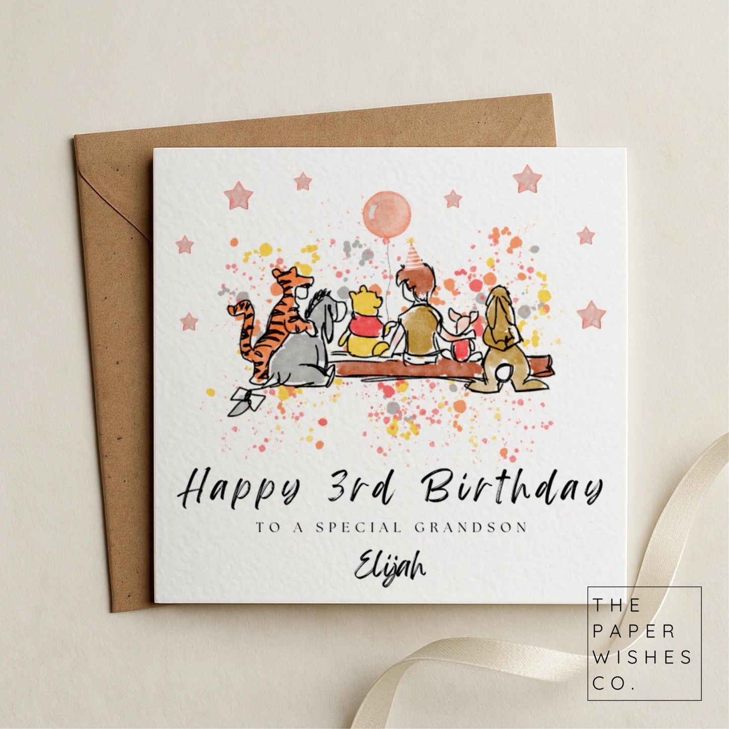 Personalised Storybook Friends Birthday Card – Classic Pooh-Inspired Card for Kids