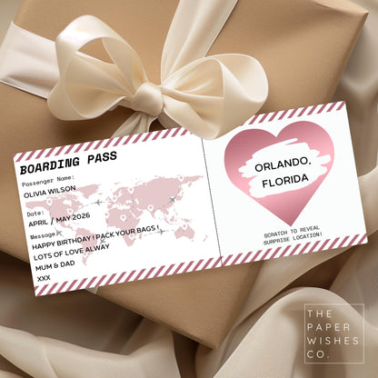 Personalised Holiday Boarding Pass, Scratch to Reveal Surprise Trip, Christmas Gift, Destination Reveal Card, Birthday or Travel Present