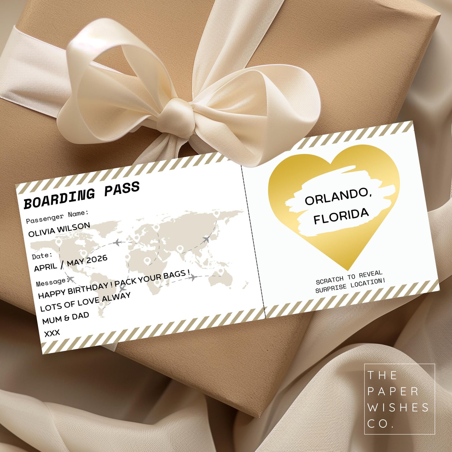 Personalised Holiday Boarding Pass, Scratch to Reveal Surprise Trip, Christmas Gift, Destination Reveal Card, Birthday or Travel Present