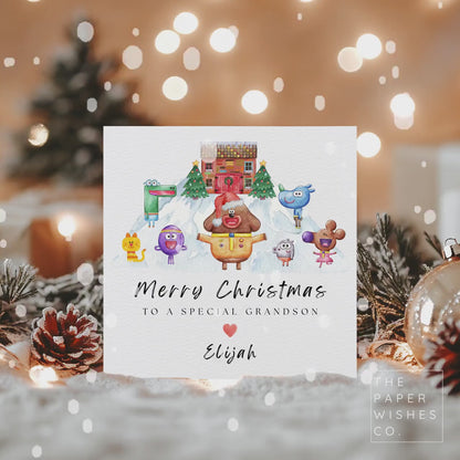 Personalised Hey Duggee Christmas Card -  Cute Animal Friends Christmas Card - Custom Name Xmas Card for Kids