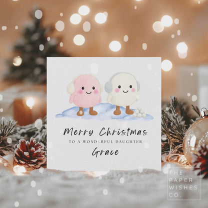 Personalised Cute Marshmallow Christmas Card | Adorable Winter Holiday Card | Kawaii Christmas Greeting Card | Sweet Festive Card for Kids