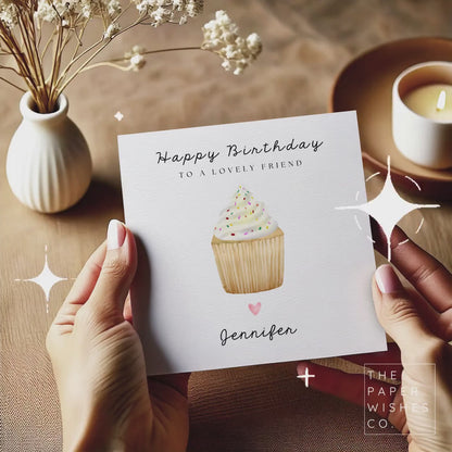 Personalised Cupcake Birthday Card - Cute and Sweet Design