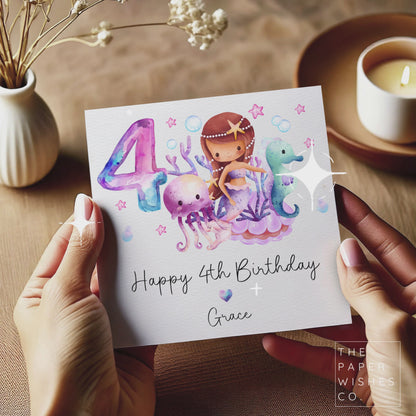 Personalised Any Age Mermaid Birthday Card - A Magical Underwater Adventure