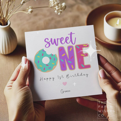 Sweet One Personalised 1st Birthday Card – Doughnut Theme