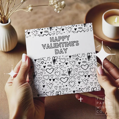 Happy Valentine’s Day Colour-In Card – DIY Personalised Love Card – Fun Colouring Activity for Kids, Partners, or Family