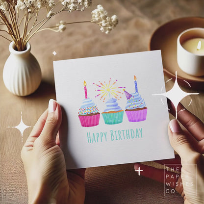 Fun Cupcake Birthday Card - Colourful Celebration Design for Any Age