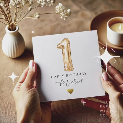 Personalised Any Age Gold Foil Balloon Birthday Card - Celebrate Their Birthday in Style