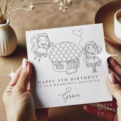 Personalised Fairy Colour-In Birthday Card for Kids - Fun and Creative Gift