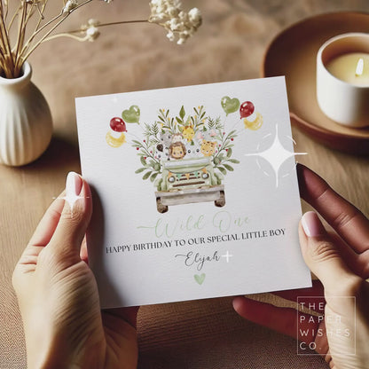 Personalised Wild One 1st Birthday Card - Safari Animal Theme