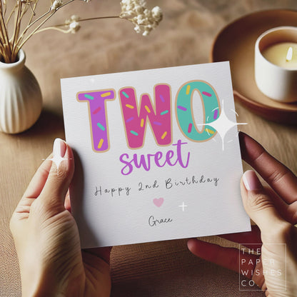 Personalised Two Sweet 2nd Birthday Card – Cute Toddler Birthday Keepsake