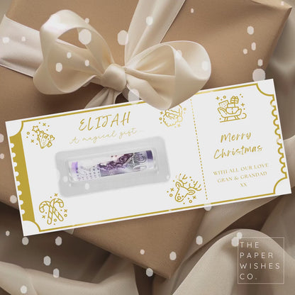 Personalised Christmas Money Holder Card | Magical Gift Cash Wallet | Includes Self-Adhesive Holder | Unique Christmas Card Kids & Adults