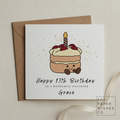 Personalised Cute Jelly Cake Birthday Card – Personalised Birthday Card – Kawaii Cake Design